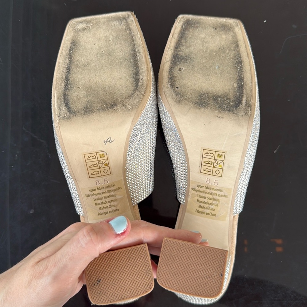 Jeffrey Campbell Caviar Nude Silver Rhinestone Platform Heel 8.5 - Picture 7 of 7